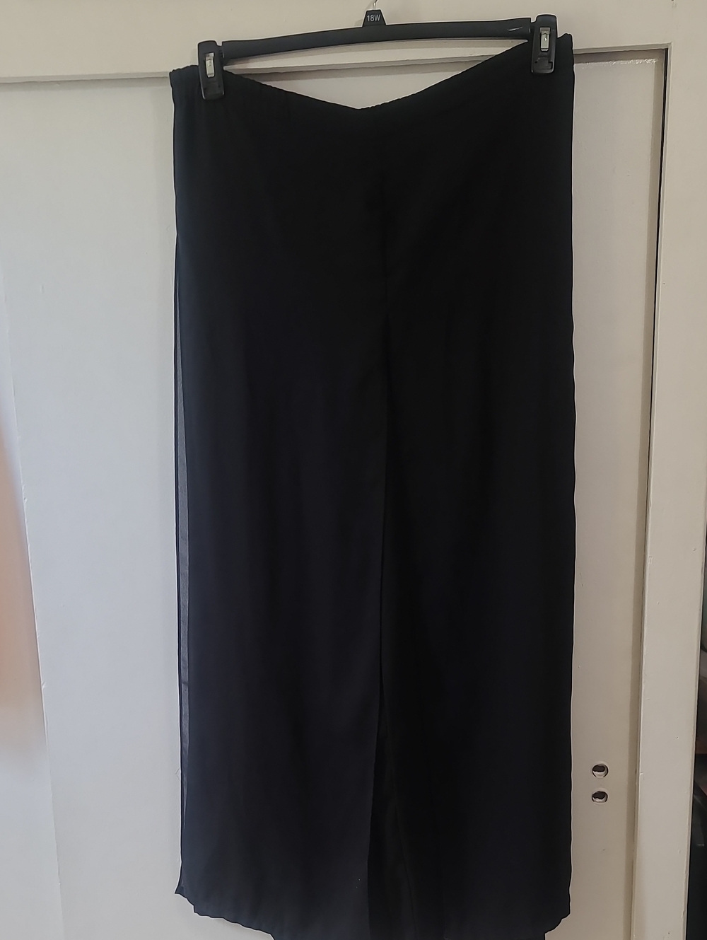 Black Wide Leg Chiffon Overlay Pants